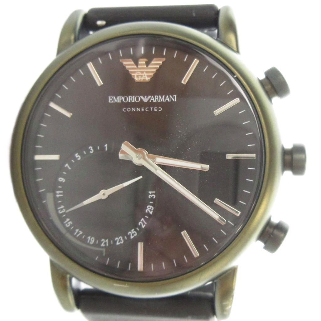 エンポリオアルマーニ EMPORIO ARMANI NDW2H ART3016 腕時計 クォーツ ウォッチ ロゴ 黒文字盤 シルバー色 ■GY18 /MQ