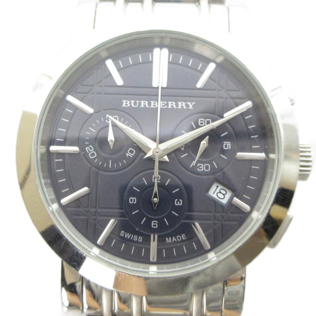 バーバリー BURBERRY BU1360 腕時計 ウォッチ クォーツ クロノグラフ カレンダー付き デイト 青文字盤 シルバー色 ■GY18 /MQ
