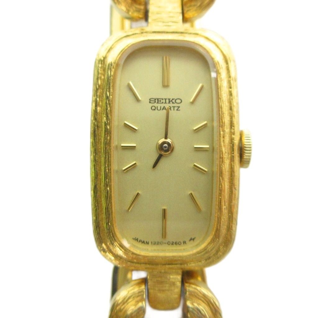 セイコー SEIKO 1320-5210 腕時計 クォーツ ウォッチ スクエア ロゴ ゴールド色 ■GY18 /MQ