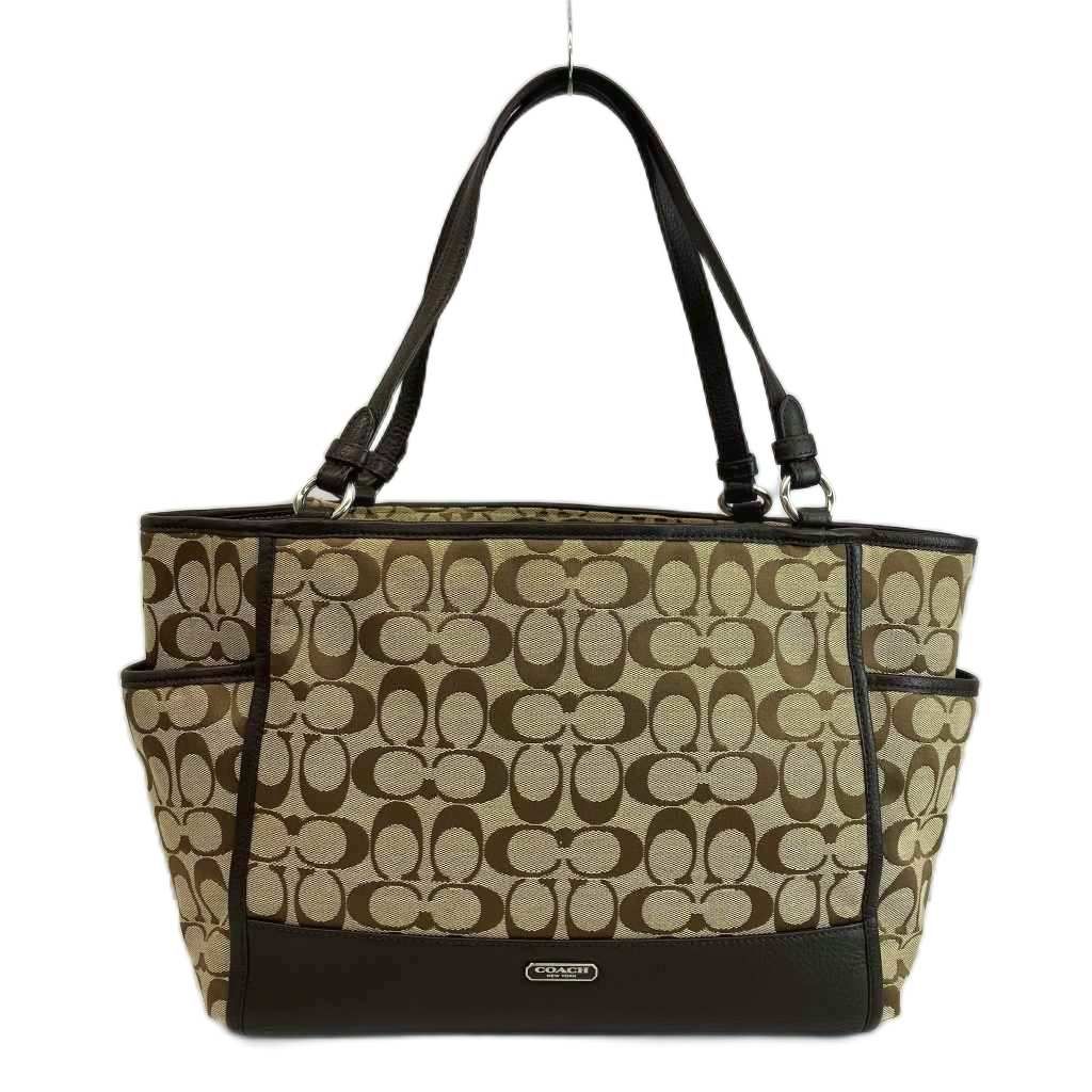 コーチ COACH トートバッグ 肩掛け キャンバス レザー シグネチャー ロゴ ベージュ 茶色 ブラウン F28728 /XZ ■GY18