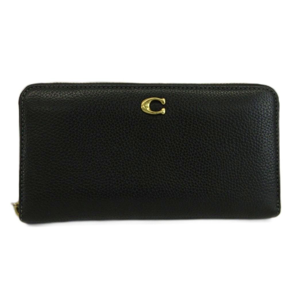 コーチ COACH 長財布 レザー ラウンドファスナー Cロゴ ゴールド金具 黒 ブラック CR547 /XZ ■GY18