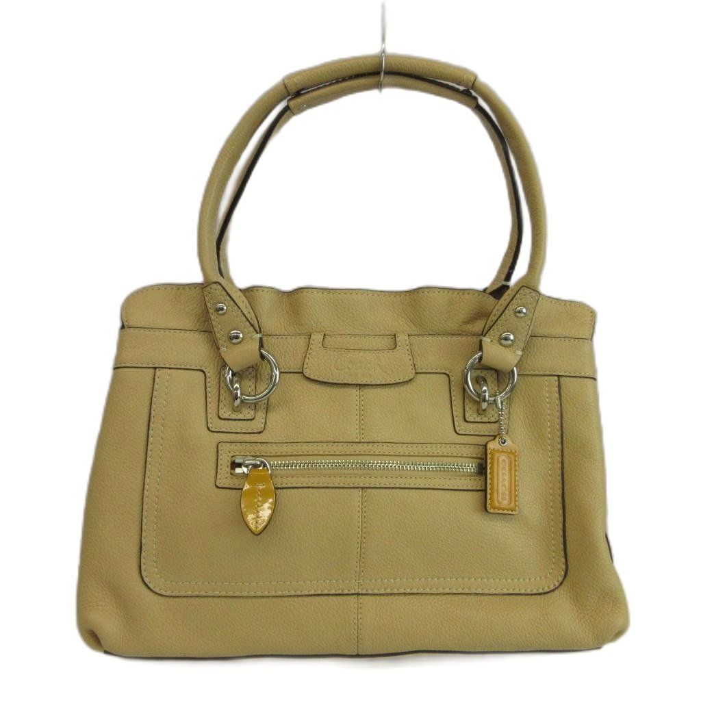 コーチ COACH ペネロピ トートバッグ ハンドバッグ 肩掛け シュリンクレザー ロゴ 型押し ベージュ F14686 /XZ ■GY18