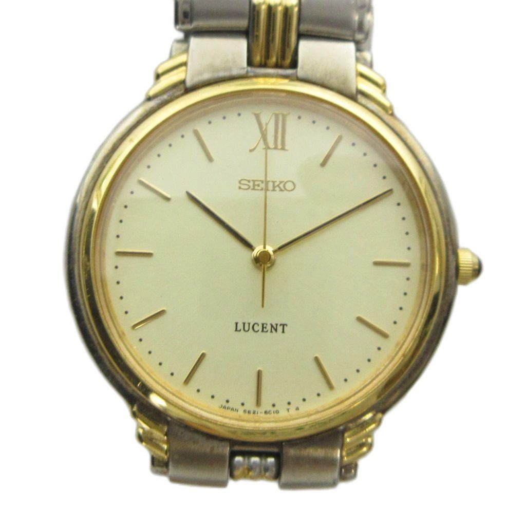 セイコー SEIKO 5E21-6C30 LUCENT 腕時計 クォーツ ウォッチ ロゴ シルバー色 ゴールド色 ■GY18 /MQ