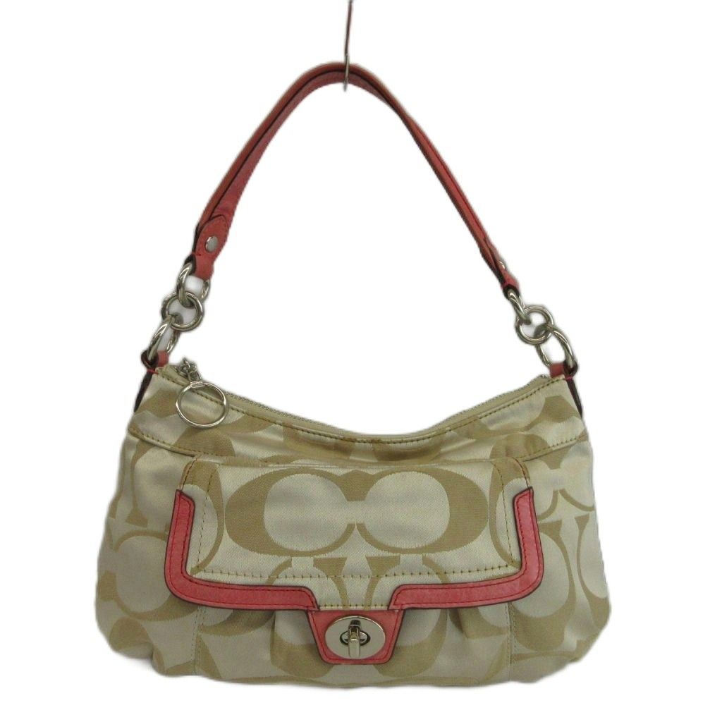 コーチ COACH ハンドバッグ ワンショルダー キャンバス レザー シグネチャー ベージュ ピンク 18349 /XZ ■GY18 8,393円