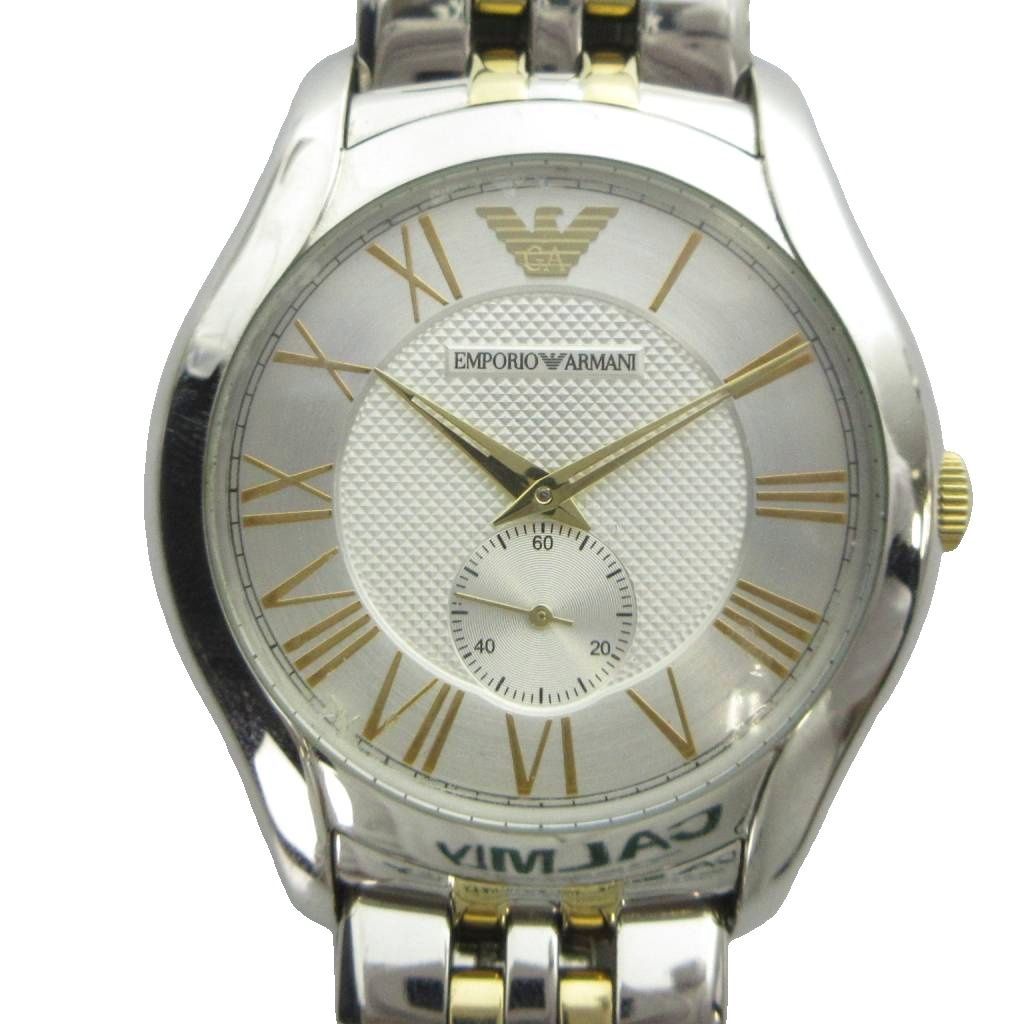 エンポリオアルマーニ EMPORIO ARMANI AR-1844 腕時計 クォーツ ウォッチ スモセコ ローマン シルバー色 ■GY17 /MQ