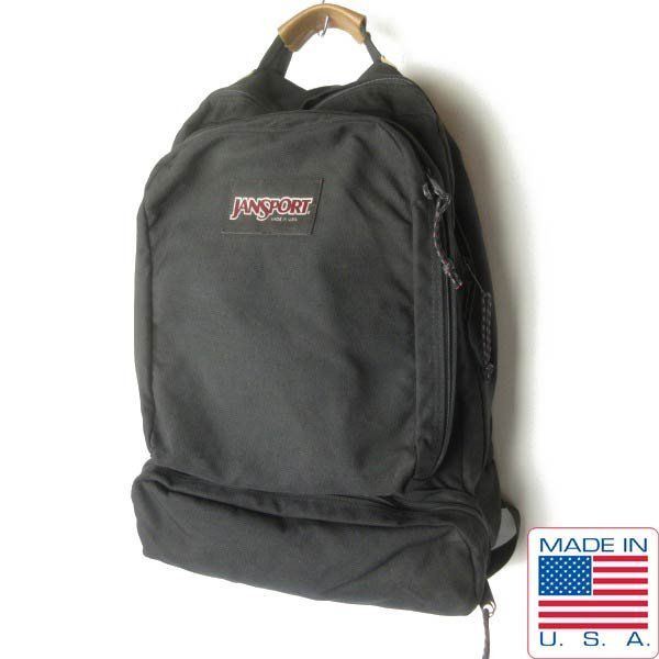 80s-90s USA製 JANSPORT リュック 黒 2気筒 ブラック ジャンスポーツ デイパック アメリカ製 ビンテージ D154-61-0005ZV