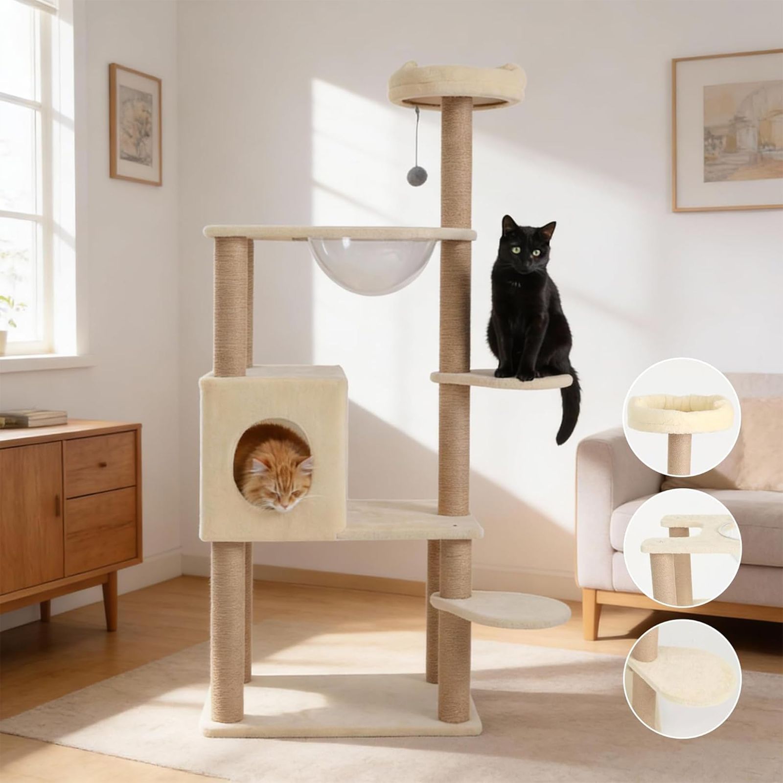 ★新品★「2026年の新登場」Nonta キャットタワー 宇宙船 据え置き 猫タワー 省スペース タワーキャット スリム 爪とぎ 大型猫用 猫キャットタワー 全縄巻き 運動不足解消 ストレス解消 多頭飼い 安定性良い 猫ツリー キャットランド 展望台 キャット