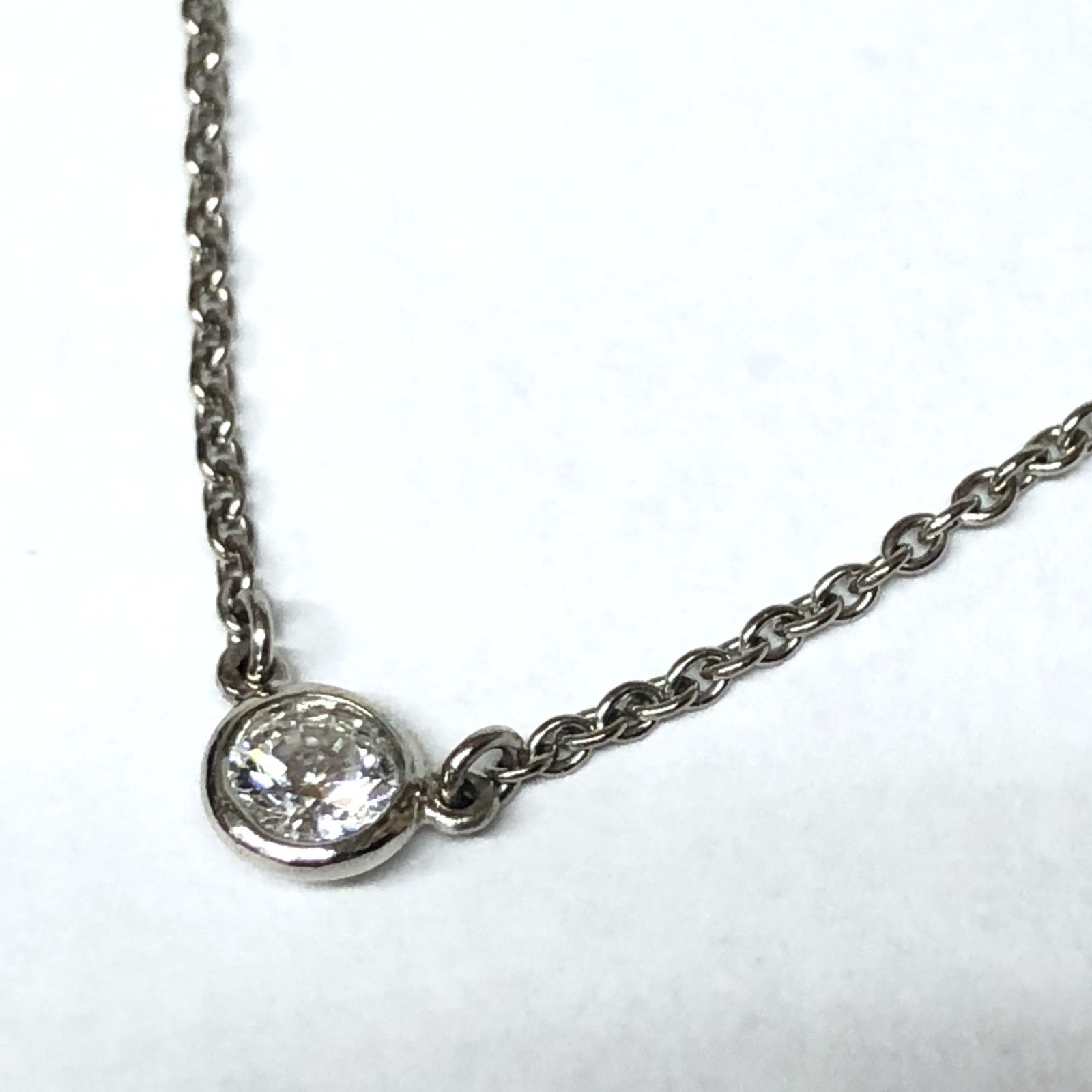 m001 X ティファニー バイザヤード 1Pダイヤモンド プラチナネックレス PT950 エルサ・ペレッティ Tiffany PERETTI