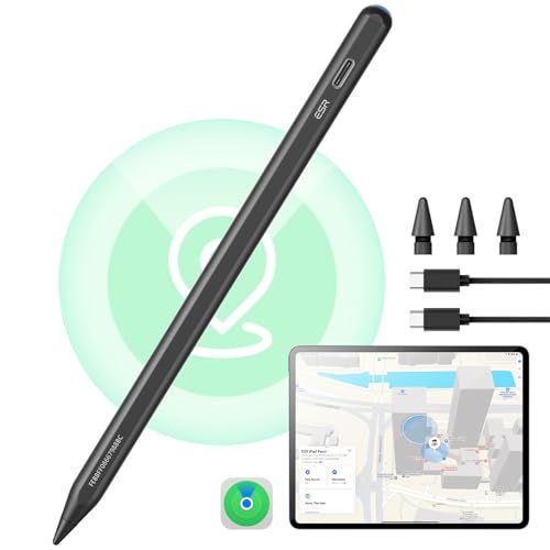 ESR ipad ペン 用 Find My「探す」機能付きスタイラス 2026-2018, iPad A16/10/9/8/7 & Air 11/13 & Pro 12.9/13/11 & Mini 7/6/5用Find My「探す」機能と傾き感知機能付き e