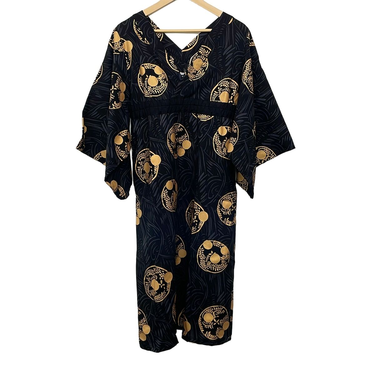 SOU・SOU(ソウソウ) ワンピース サイズS レディース美品 - 黒×ゴールド×ダークグレー 長袖/ロング