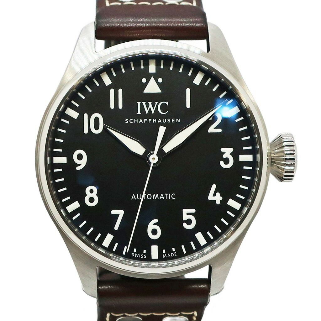 【天白】仕上済 IWC ビッグパイロットウォッチ 43 IW329301 ブラック SS レザー メンズ 自動巻き 腕時計 男