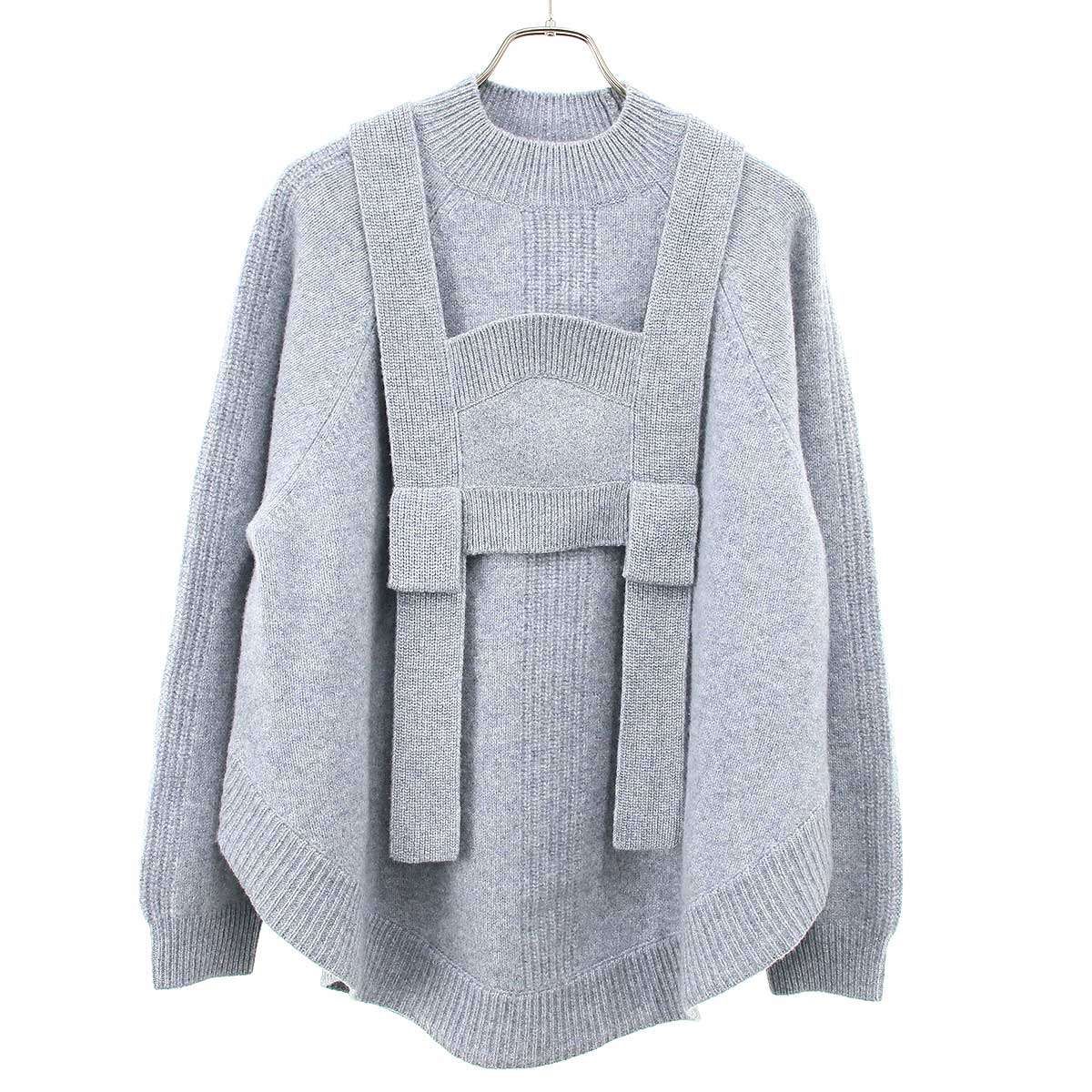 ENFOLD エンフォルド 25AW BUSTIER LAYERED PULLOVER ニットセーター 300IA270-2861 グレー 38