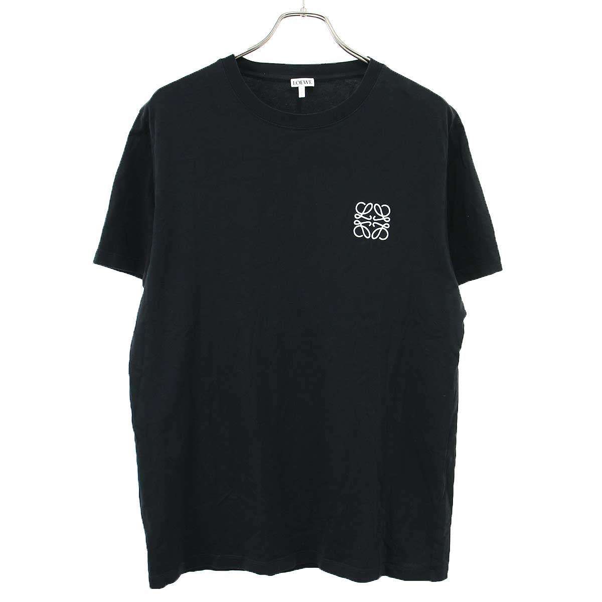 LOEWE ロエベ アナグラムエンブロイダリークルーネックTシャツ レギュラーフィット H526Y22X75 ブラック L