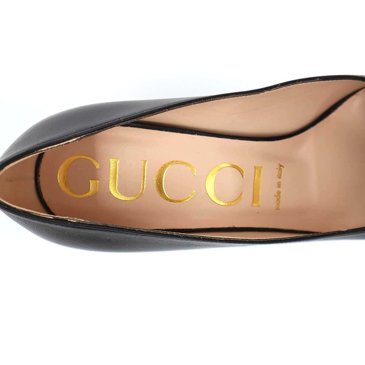 GUCCI グッチ ホースビット チャンキーヒールパンプス 774624 ブラック