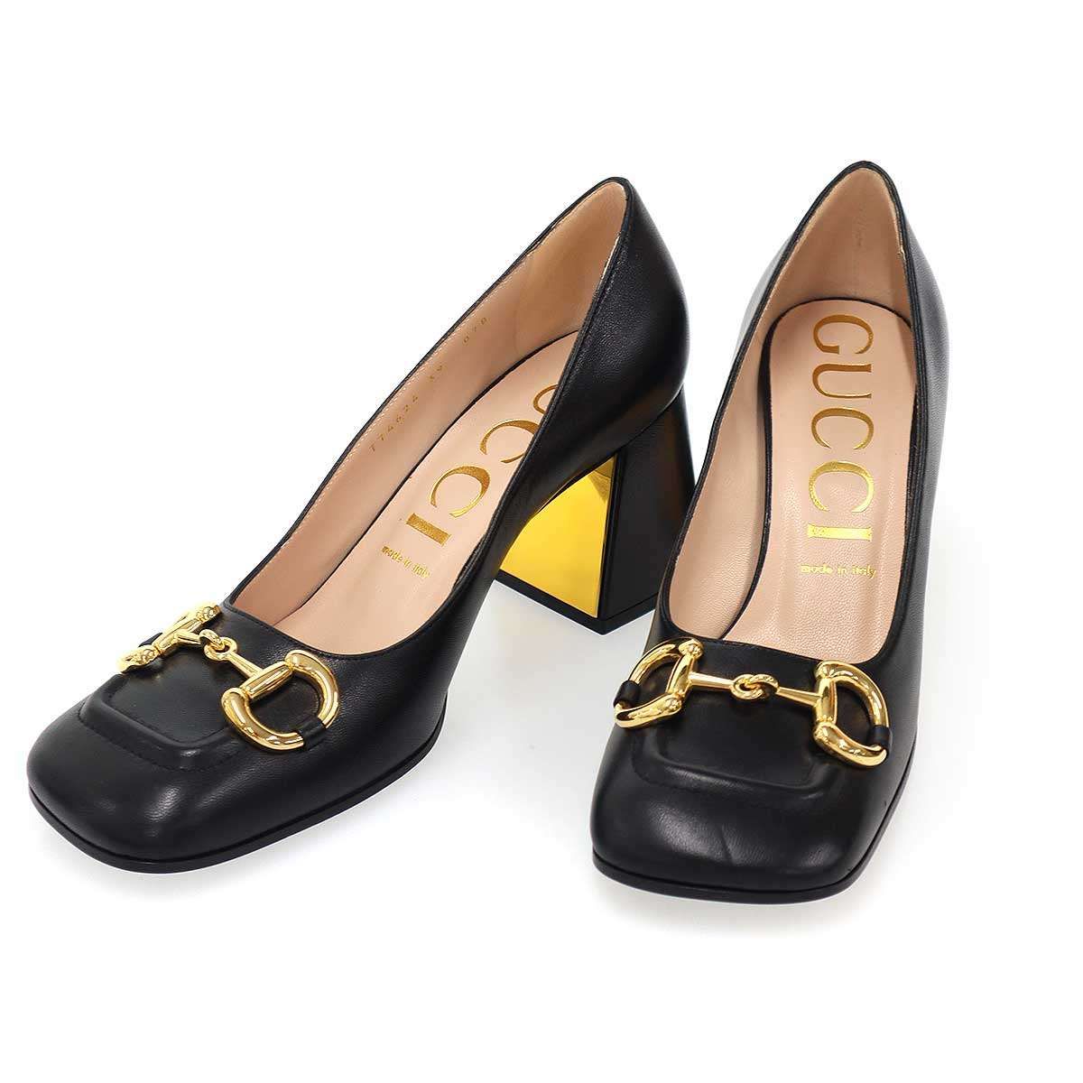 GUCCI グッチ ホースビット チャンキーヒールパンプス 774624 ブラック