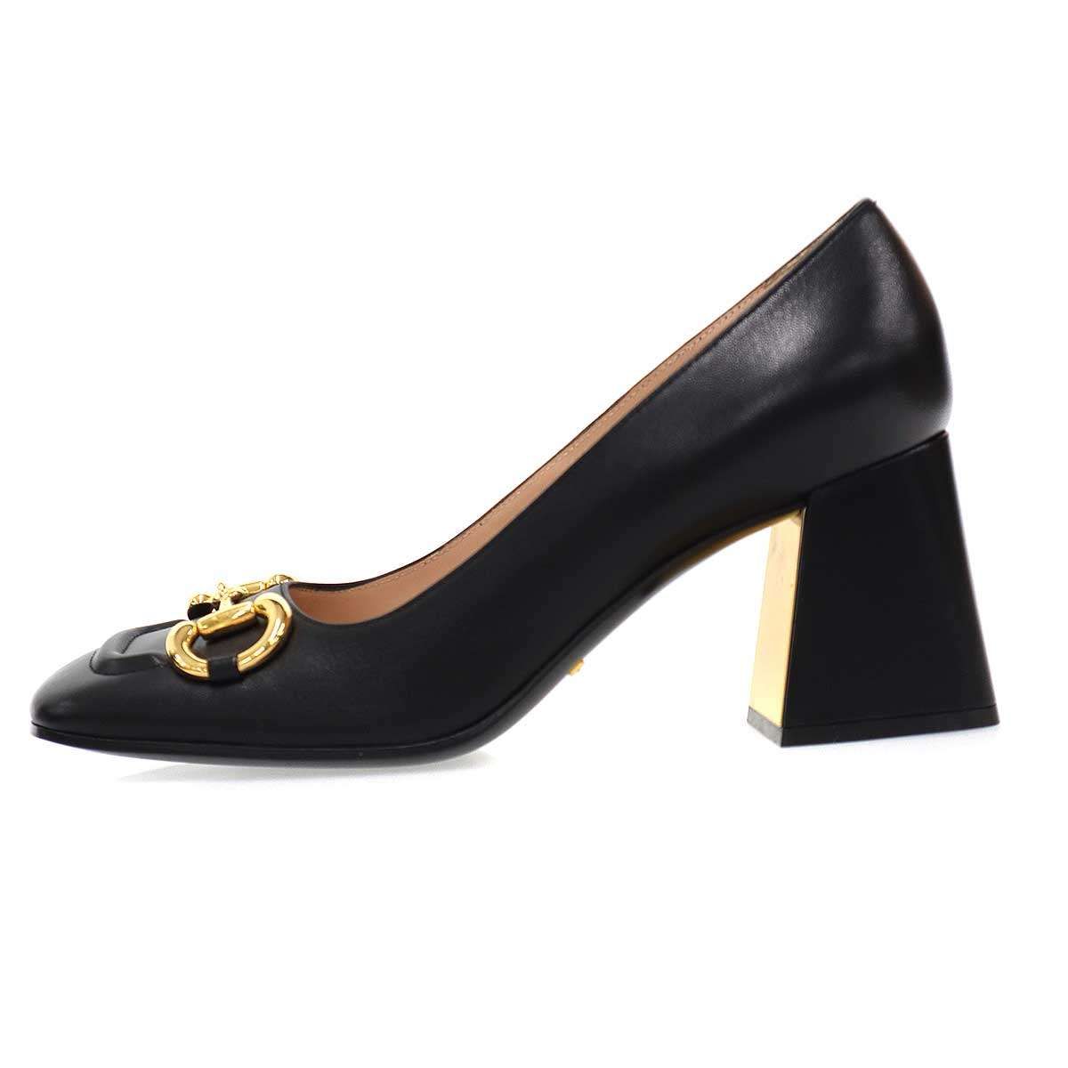 GUCCI グッチ ホースビット チャンキーヒールパンプス 774624 ブラック