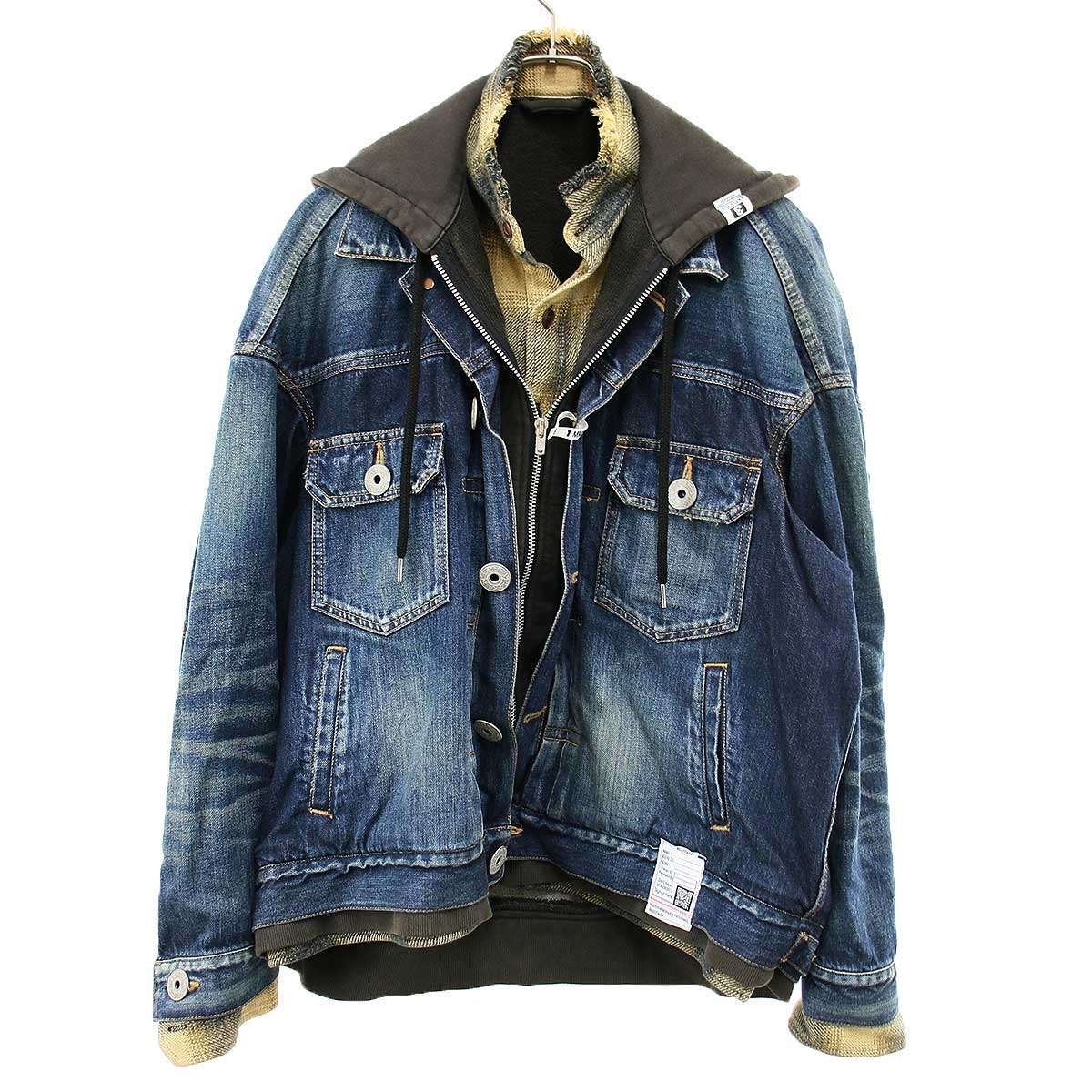 Maison MIHARA YASUHIRO メゾン ミハラヤスヒロ 26SS Triple Layered Denim Jacket レイヤードデニムジャケット J16BL126 インディゴ ベージュ 44