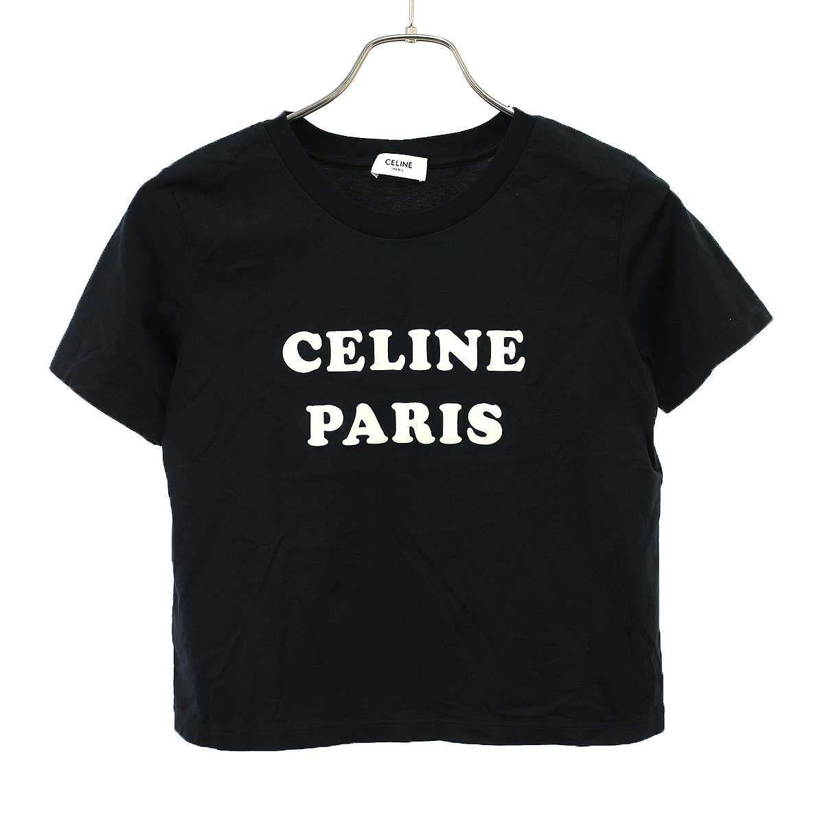 CELINE セリーヌ フロッキープリント ボクシーTシャツ 2X885671Q.38AW ブラック XS