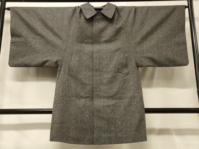 平和屋着物＃男性　和装コート　角袖コート　単衣　霞文　ウール　CABF9191in