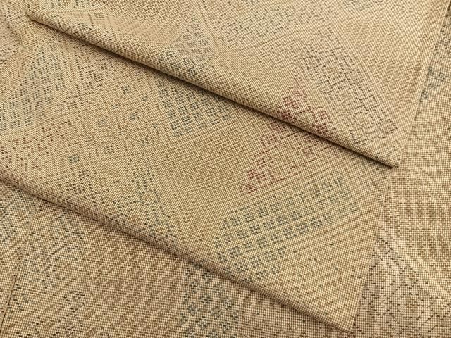 平和屋着物▽本場大島紬　単衣　檜垣文様　正絹　逸品　BAAX2559hv