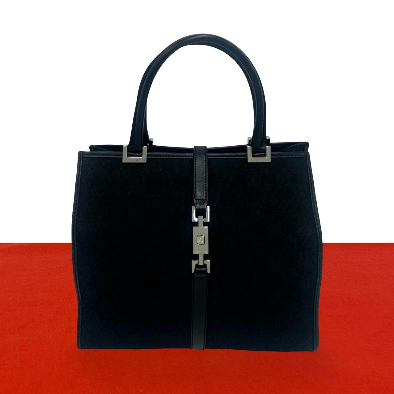 極 美品 希少品 GUCCI グッチ ジャッキー ロゴ 金具 GG 柄 キャンバス