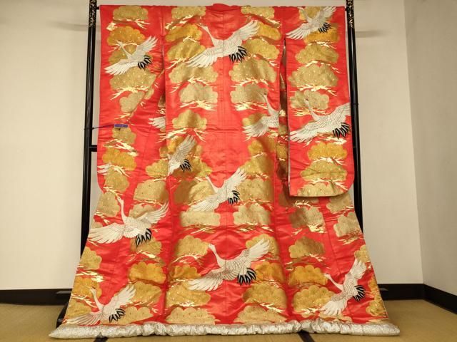平和屋本店●色打掛　和装　婚礼　結婚式　花嫁　神社挙式　総刺繍　飛鶴松文　金銀糸　逸品　AABJ2760fw