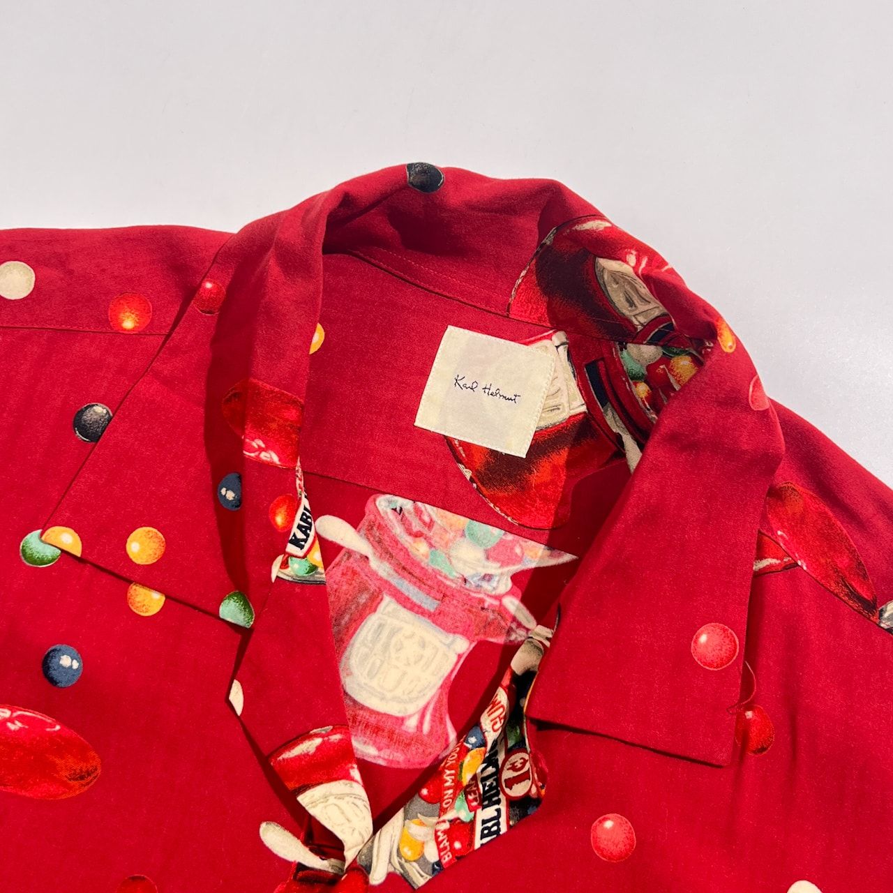 80s 90s Karl Helmut カールヘルム レーヨン 総柄 半袖 アロハシャツ