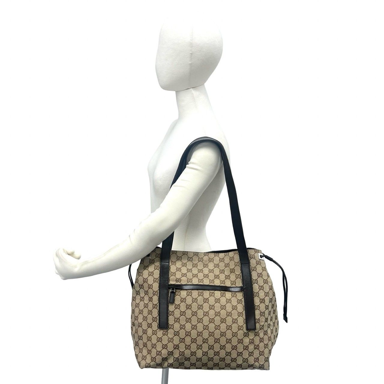 極 美品 希少品 GUCCI グッチ GGキャンバス ロゴ 柄 レザー 本革