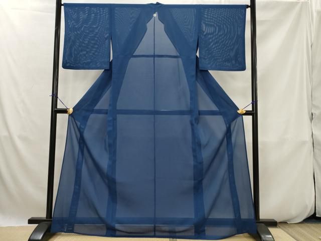 平和屋着物＊夏物　色無地　絽　紺瑠璃色　洗える着物　AABK2783st