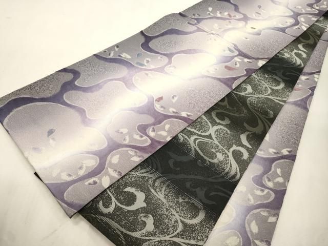 平和屋着物●両面　全通柄袋帯　舞桜文　銀糸　正絹　逸品　CABJ2083dy