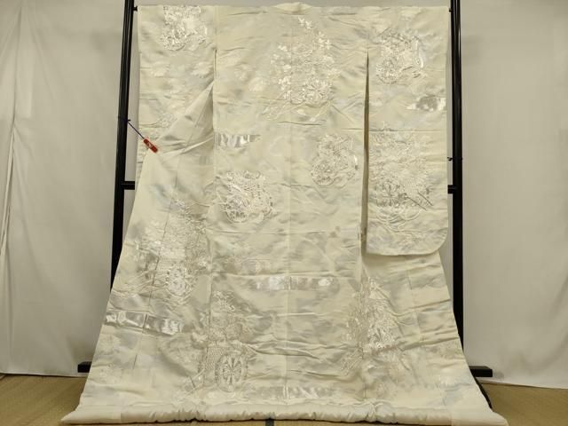 平和屋本店●白打掛　白無垢　和装　婚礼　結婚式　花嫁　神社挙式　駒刺繍　花車文　銀糸　逸品　AABK2731ou 27,300円