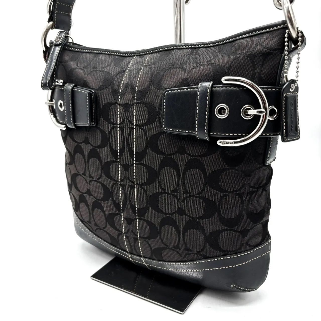 【良品】coach y2k signature canvas shoulderbag pochette silverparts black unisex コーチ ショルダーバッグ