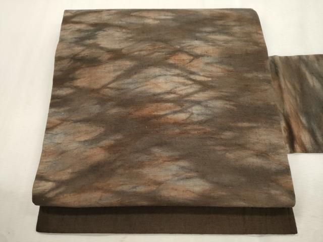 平和屋着物●全通柄九寸名古屋帯　紬地　霞文　正絹　逸品　CABJ2124dy 11,700円