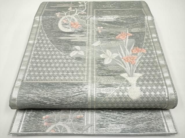 平和屋着物*夏物 六通柄袋帯 秋風吹く 銀糸 正絹 逸品 CABI8778tx