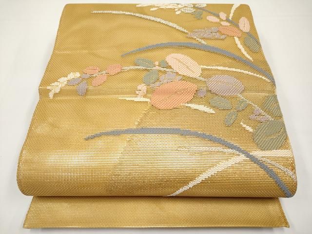 平和屋着物＊夏物　太鼓柄袋帯　萩文　銀糸　正絹　逸品　未使用　CABI8780tx