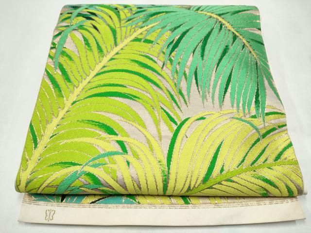 平和屋着物●西陣　川島織物　六通柄　本袋帯　枝葉文　金糸　正絹　逸品　CABJ4879hy
