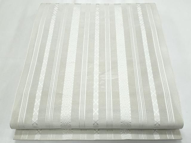 平和屋着物＊夏物　本場筑前博多織　八寸名古屋帯　紗献上　灰黄緑色　正絹　逸品　CABJ4427fb