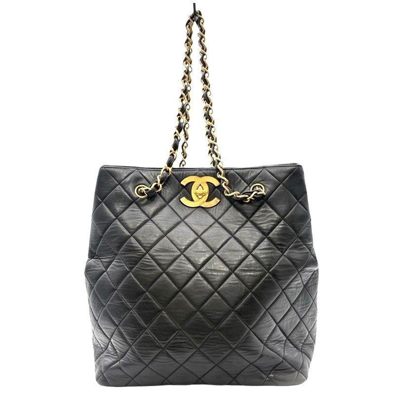 シャネル CHANEL マトラッセチェーントートバッグ ブラック ゴールド金具 カーフ レディース トートバッグ