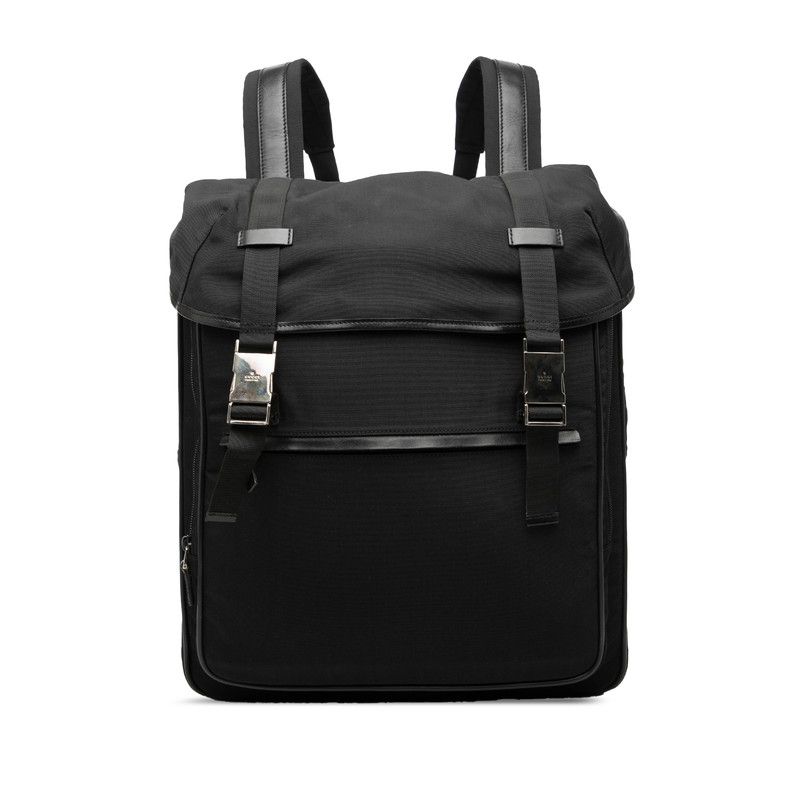 グッチ フラップ バックパック リュック 0190326 ブラック ナイロン レザー レディース GUCCI【1-0275749】