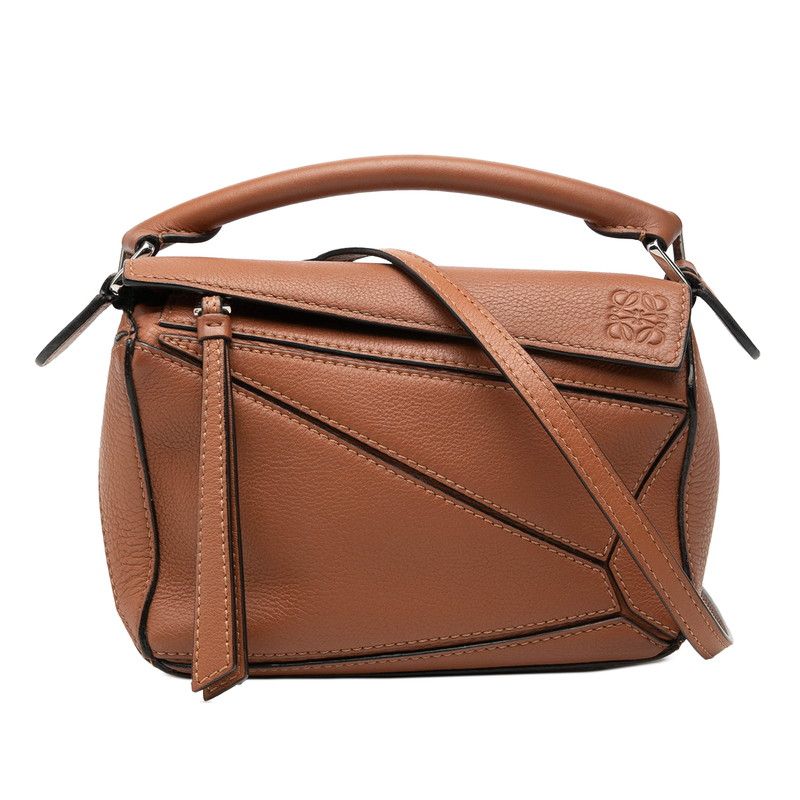ロエベ アナグラム パズルバッグ ミニ ハンドバッグ ショルダーバッグ 2WAY ブラウン レザー レディース LOEWE【1-0276132】