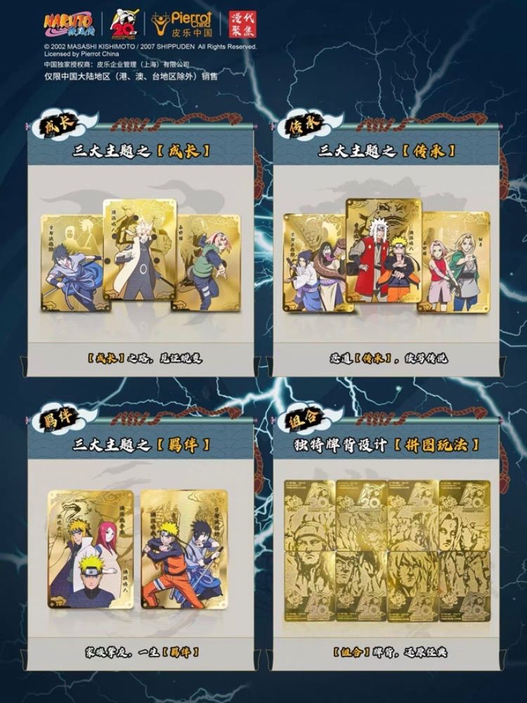 A*ん様 NARUTO 20周年記念 トレーディングカード 4枚セット 新品未開封】NARUTO アニメ 20 周年記念 貴金属風カードギフトボックス