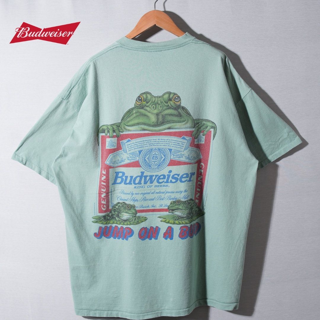 美品 90s USA Budweiser Tシャツ L シングルステッチ 90s USA企画 バドワイザー Budweiser Tシャツ XXL 1996年製 スモーキー