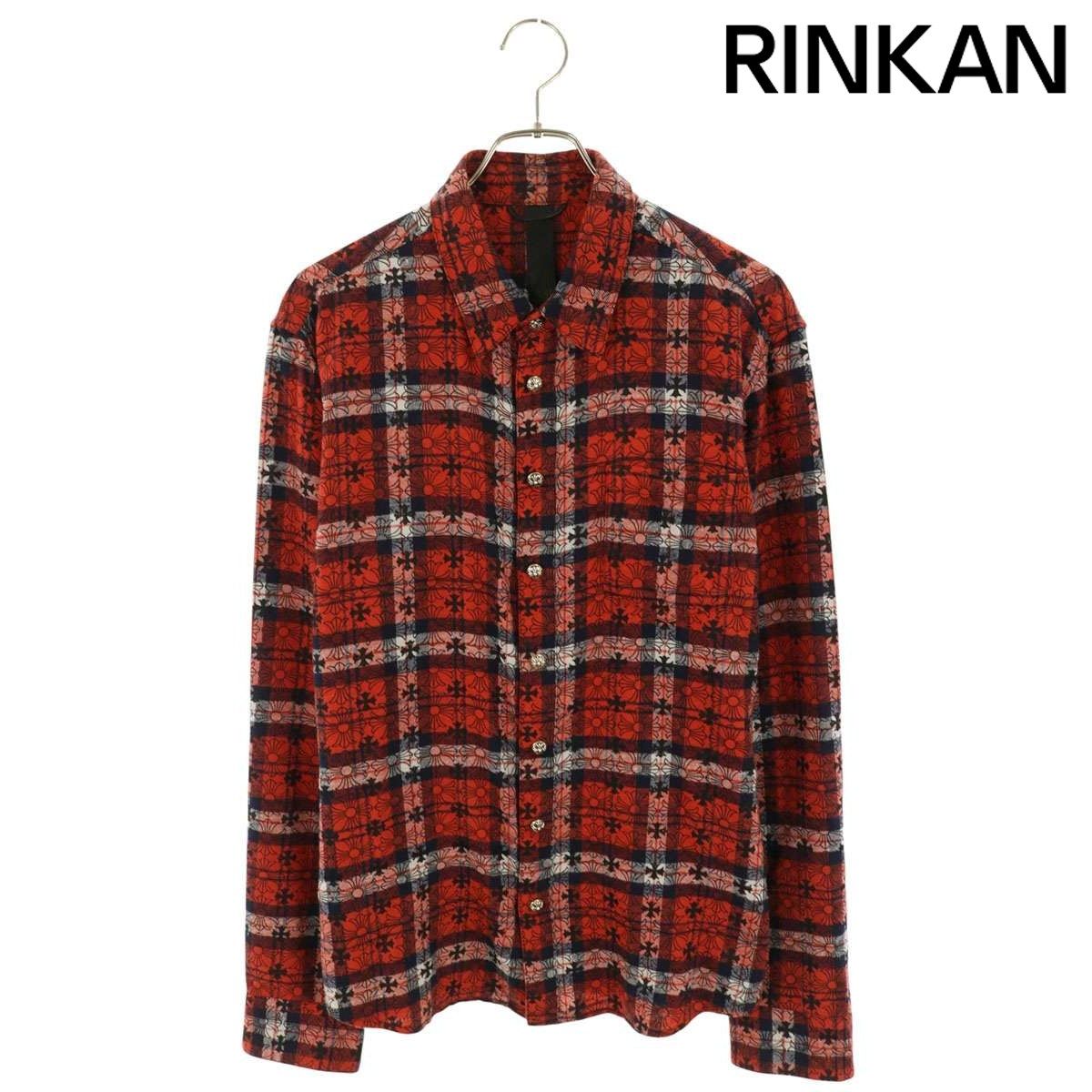 クロムハーツ LOOSEENDS LS CHECK/ルーズエンド クロスパッチ付クロス総柄チェック長袖シャツ メンズ L