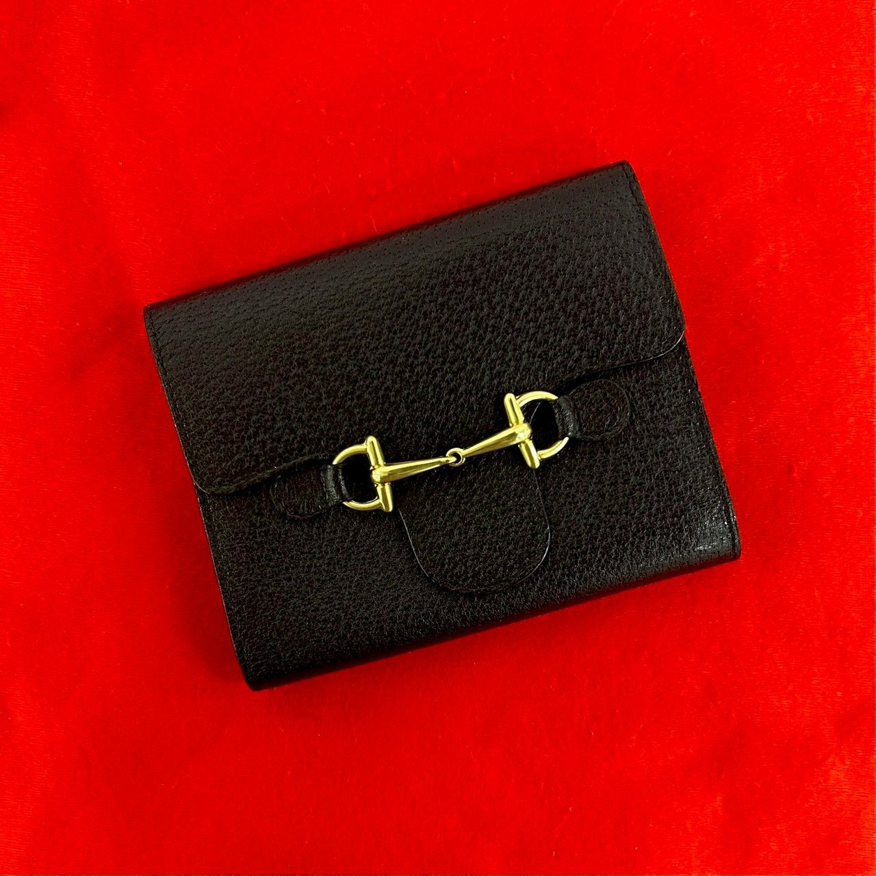 極 美品 GUCCI グッチ ホースビット 金具 レザー 本革 三つ折り 財布