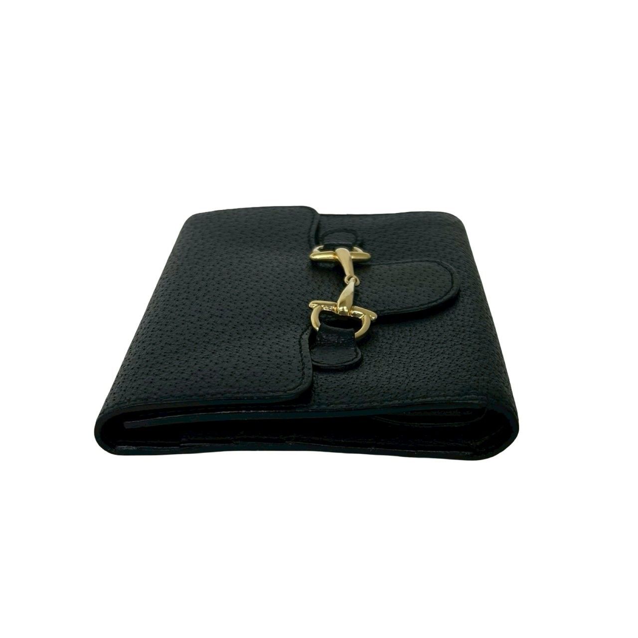 極 美品 GUCCI グッチ ホースビット 金具 レザー 本革 三つ折り 財布