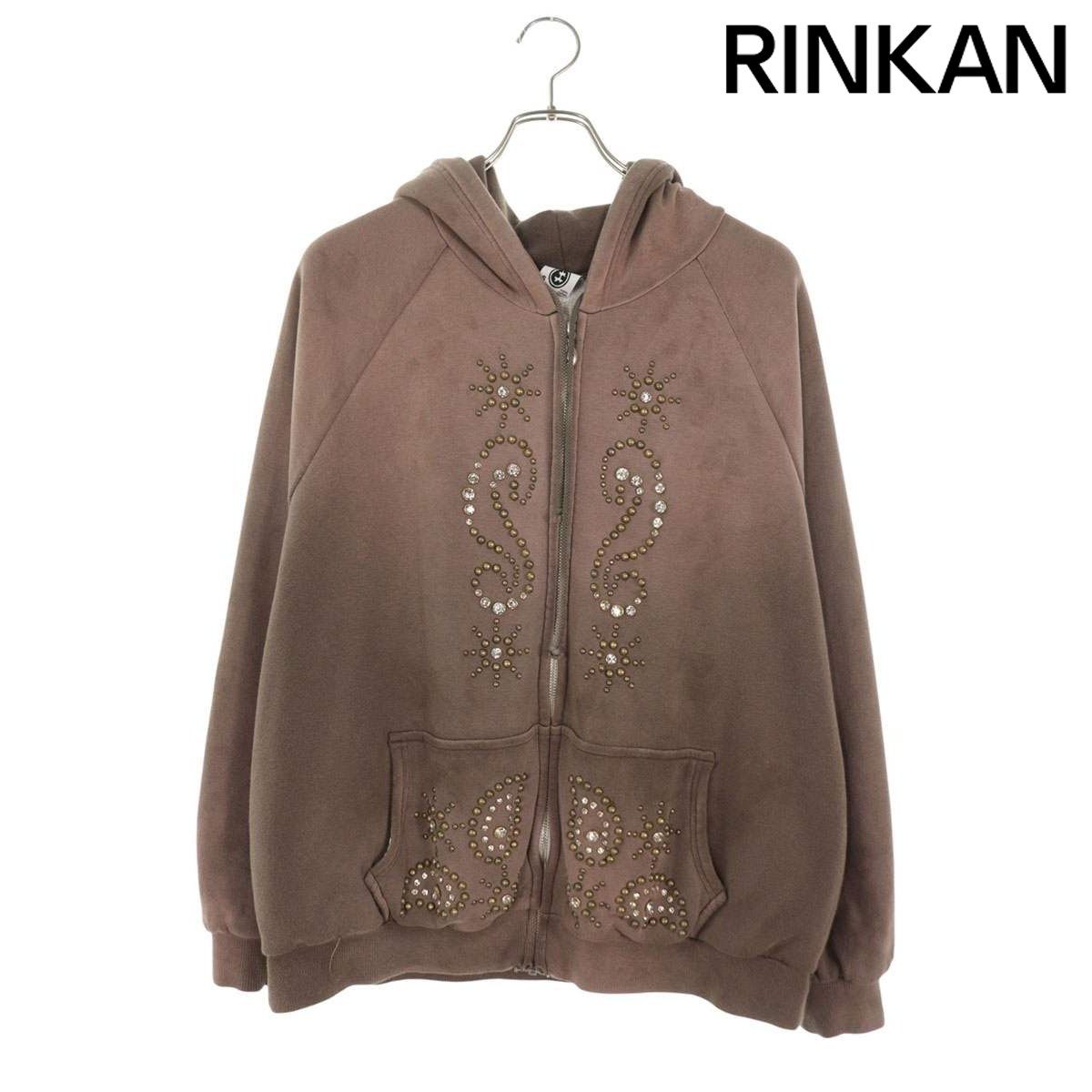 ザワールドイズユアーズ Double face paisley zip studs hoodie ダブルフェイススタッズ装飾ジップアップパーカー メンズ S