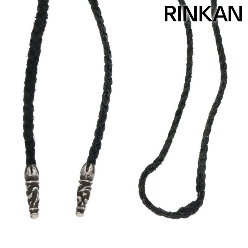 クロムハーツ LEATHER BRAID/スクロールレザーブレード シルバーネックレス メンズ