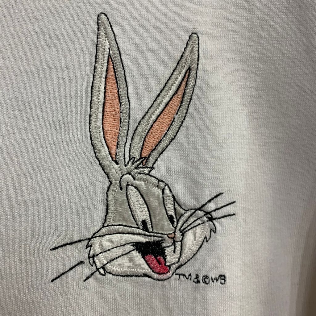 90’s ~ Looney Tunes ルーニーチューンズ Bugs Bunny バックス・バニー 刺繍 Tee T Shirt コピーライト anvil アンビル シングルステッチ No.I940