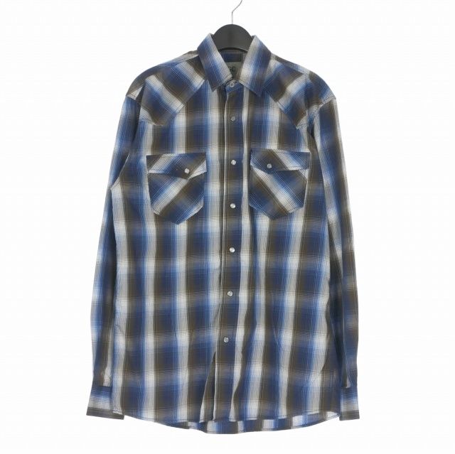ヴィンテージ VINTAGE ジーシーブルー GC Blue チェック柄 ロングスリーブ ウエスタンシャツ 長袖 M ブルー 青