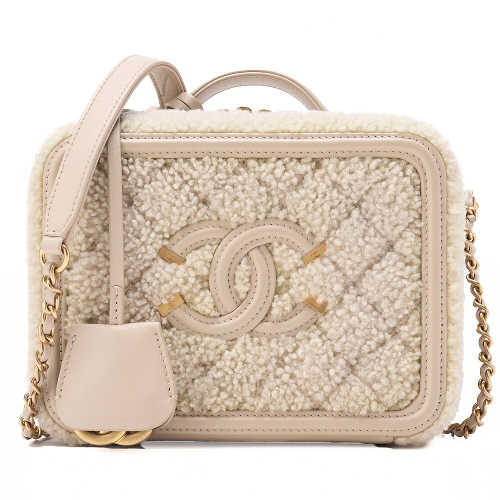 CHANEL シャネル 　ラムスキン×ボア　マトラッセ　CCフィリグリー　ココマーク　2WAY　チェーンショルダー　サンドベージュ ゴールド金具 レディースバッグ ブランド【中古】【送料無料】
